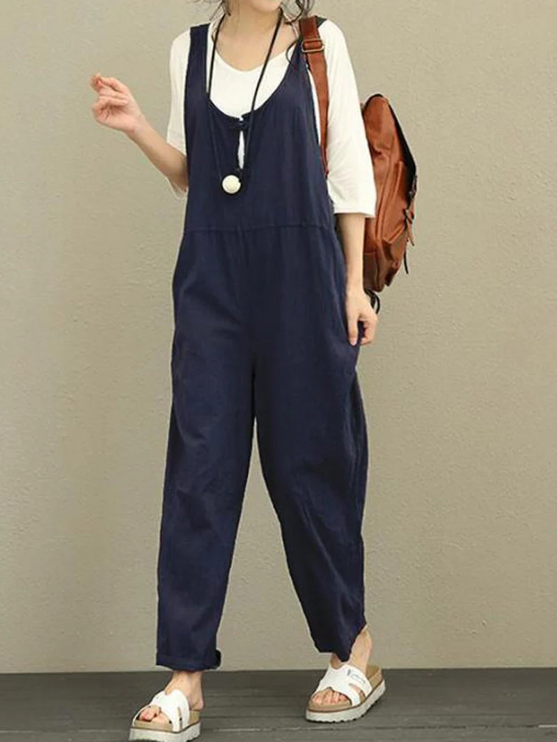 Fat Plus Size Loose Casual Pants Bib Trousers