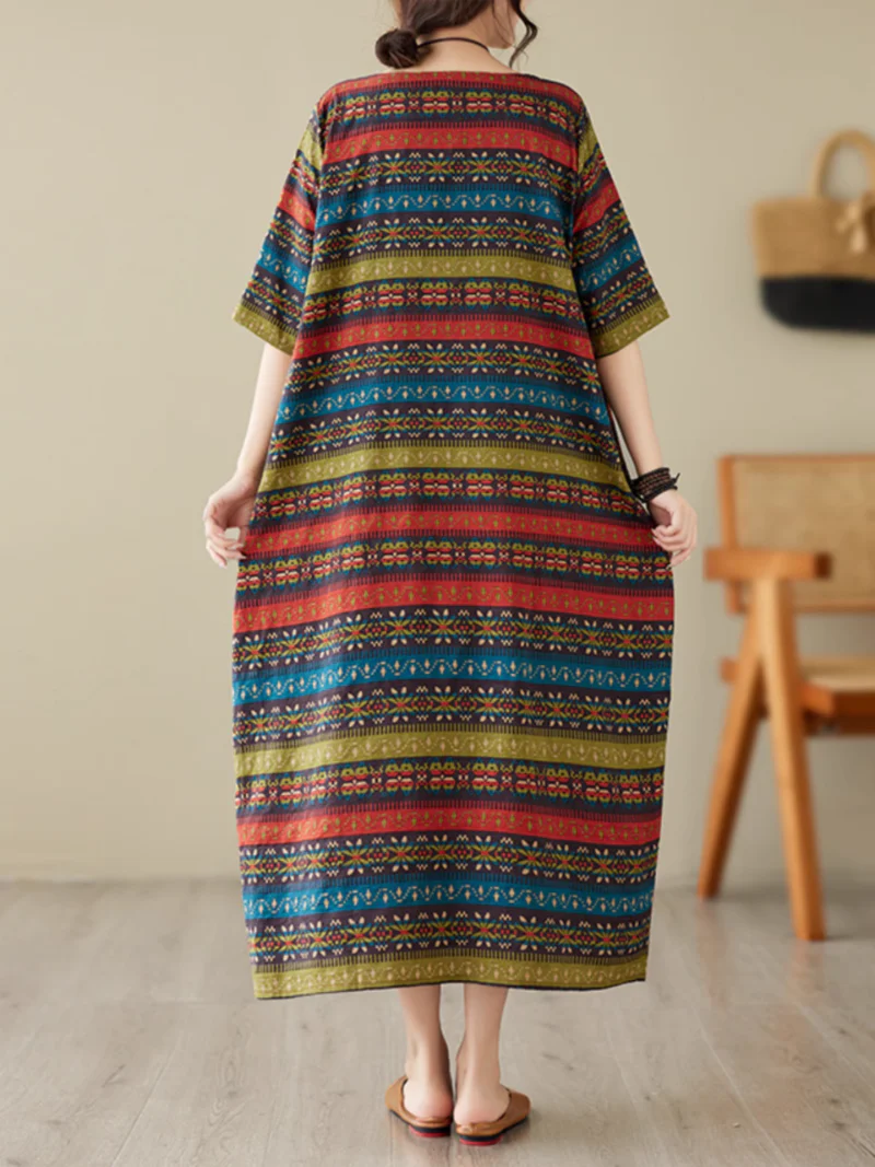 Classic Charmer Color Striped Printed Midi Dress - Image 3