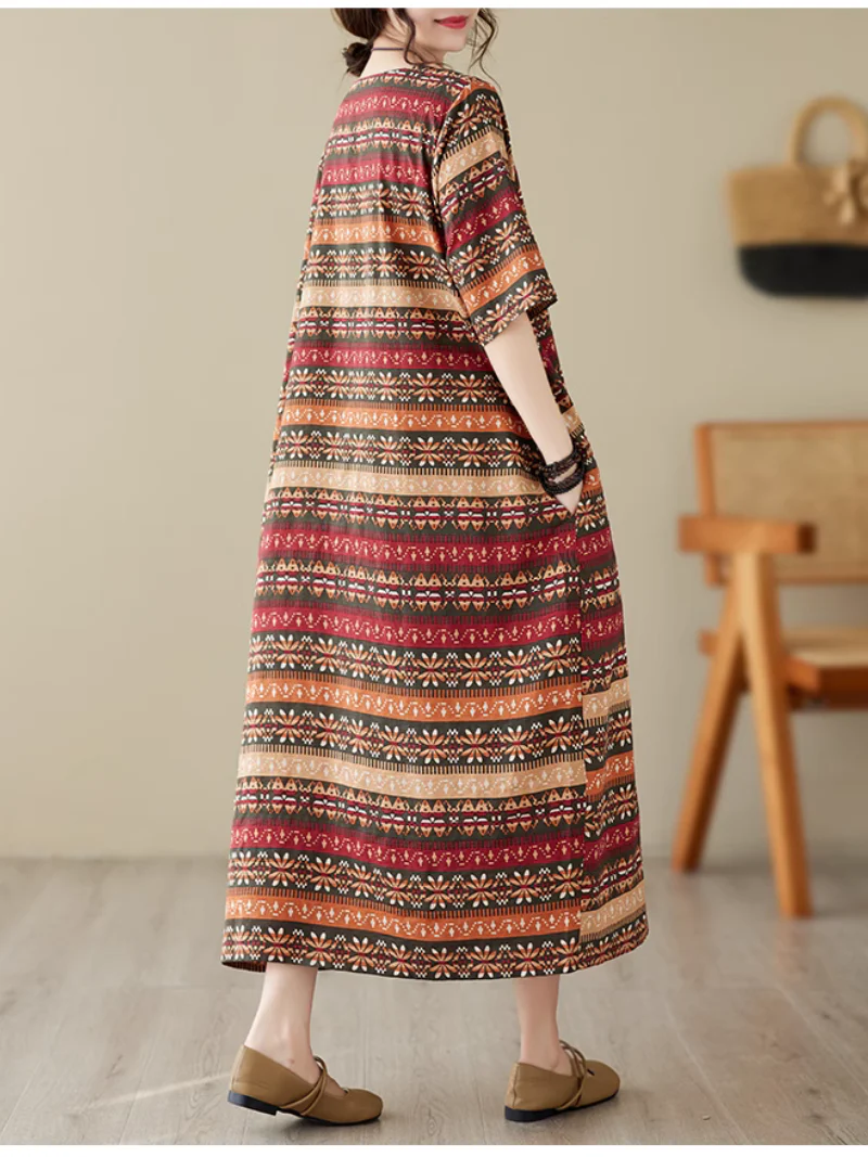 Classic Charmer Color Striped Printed Midi Dress - Image 6