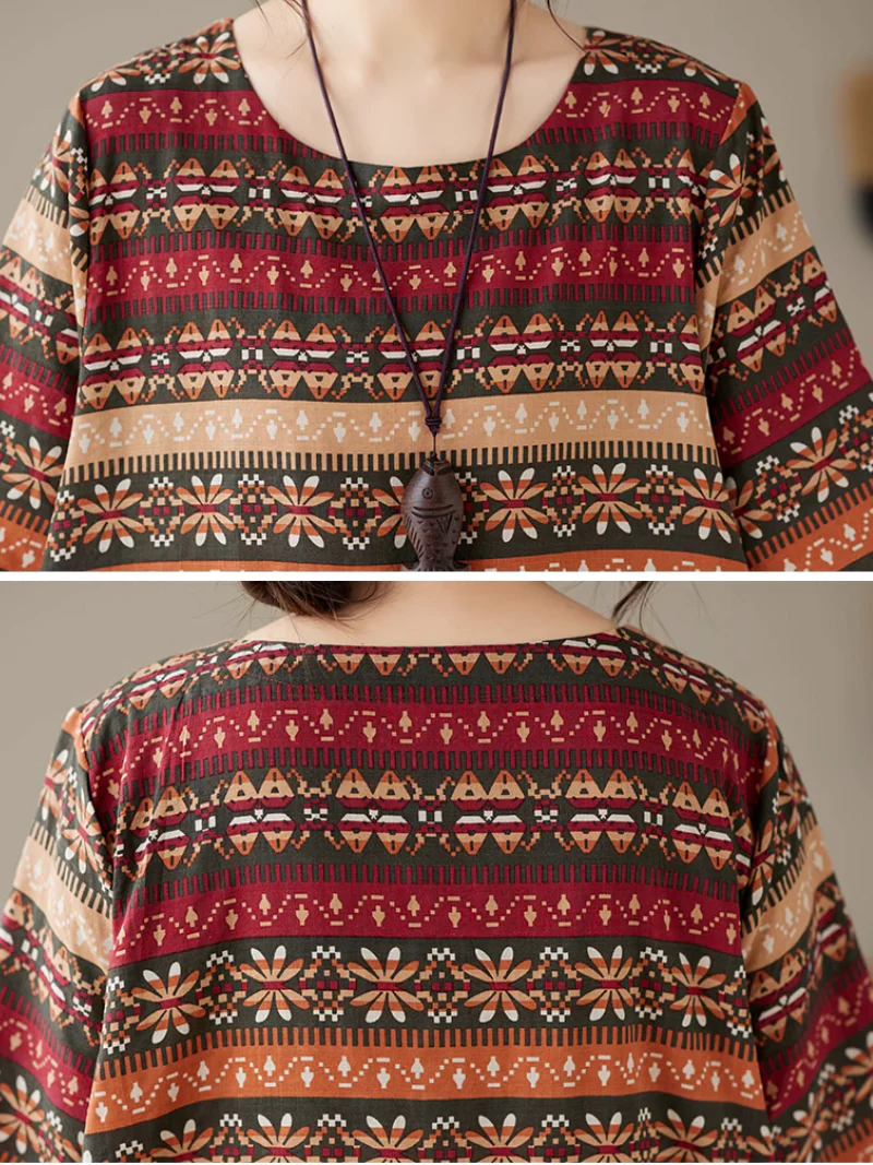 Classic Charmer Color Striped Printed Midi Dress - Image 9