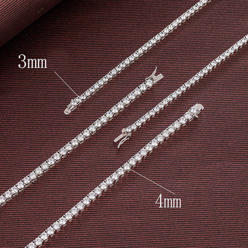 Rhodium Plated Sterling Silver 3MM Cubic Zirconia Tennis Chain NeckLace - Image 5