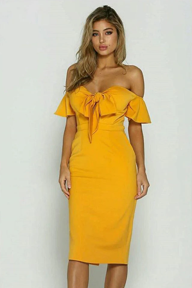 Short Flare Sleeve Bodycon Dress