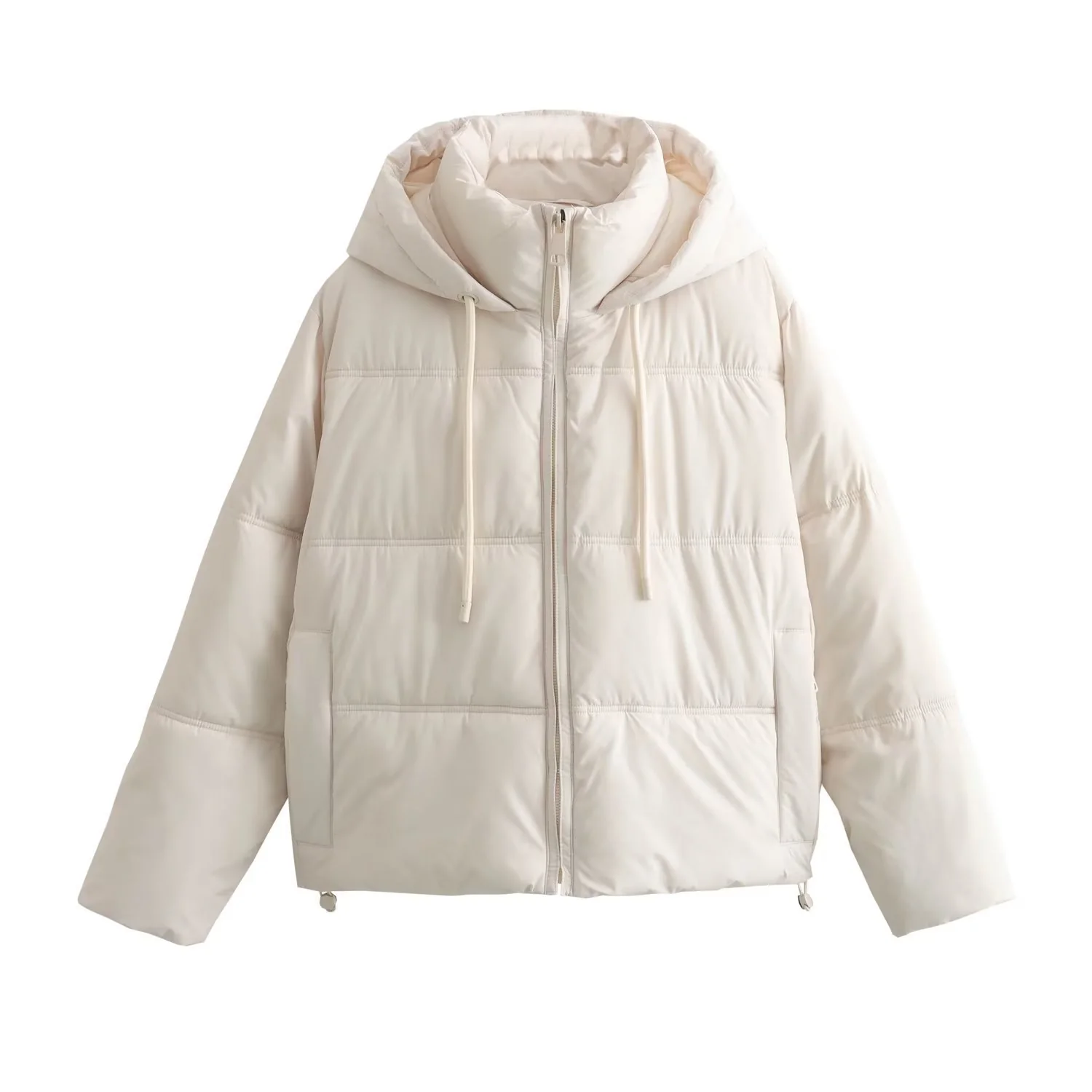 Zipper Hooded Coat With Pocket